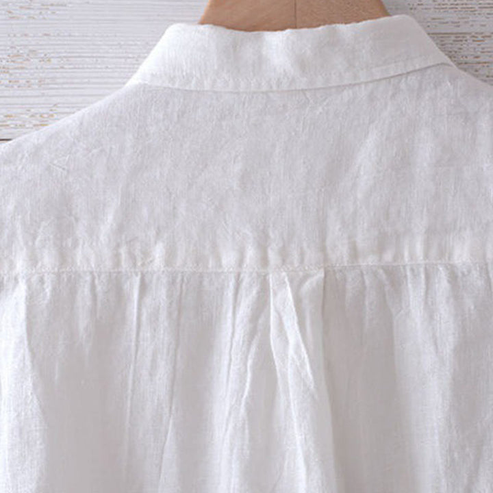 Buddha Stones Herrenhemd, einfarbig, Revers, langärmlig, bequem, mit Knopfleiste, Baumwoll-Leinen-Hemd - image 12