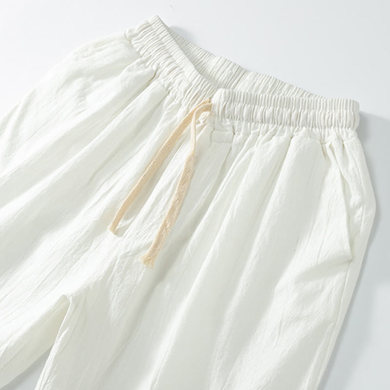 Buddha Stones Lässige, einfarbige, gerade Shorts für Herren mit Taschen, Baumwollshorts für Herren - image 8