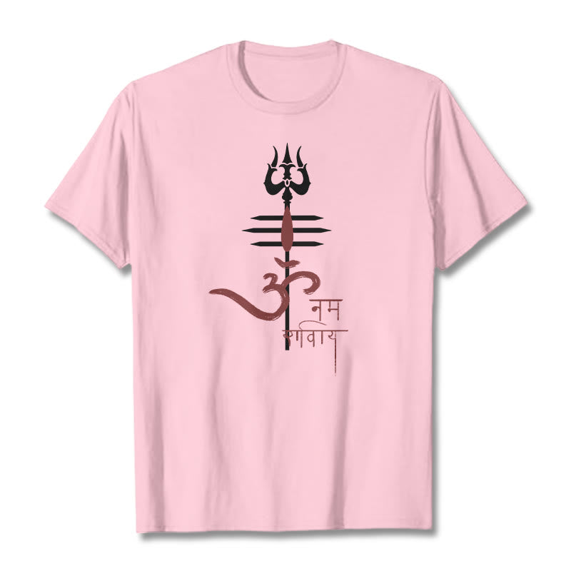 Buddha Stones OM NAMAH SHIVAYA Trident Baumwoll-T-Shirt - Hellrosa - 2XL - image 17