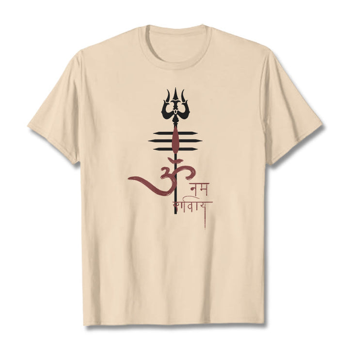 Buddha Stones OM NAMAH SHIVAYA Trident Baumwoll-T-Shirt - Bisque - 2XL - image 19
