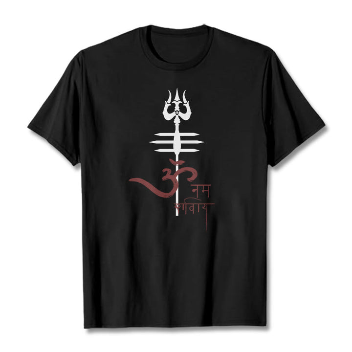 Buddha Stones OM NAMAH SHIVAYA Trident Baumwoll-T-Shirt - Schwarz - 2XL - image 3