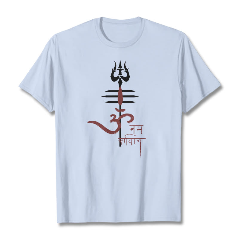 Buddha Stones OM NAMAH SHIVAYA Trident Baumwoll-T-Shirt - HellCyan - 2XL - image 7