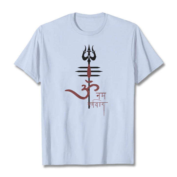 Buddha Stones OM NAMAH SHIVAYA Trident Baumwoll-T-Shirt - HellCyan - 2XL - image 7