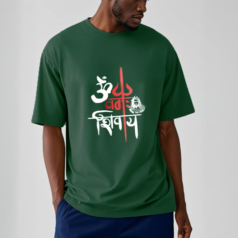 T-Shirt mit Buddha Stones, OM NAMAH SHIVAYA, rotes Trident-Baumwoll-T-Shirt - image 12