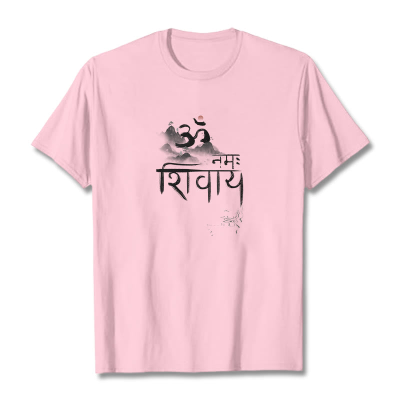 Buddha Stones OM NAMAH SHIVAYA Berg Baumwolle T-shirt - Hellrosa - 2XL - image 15