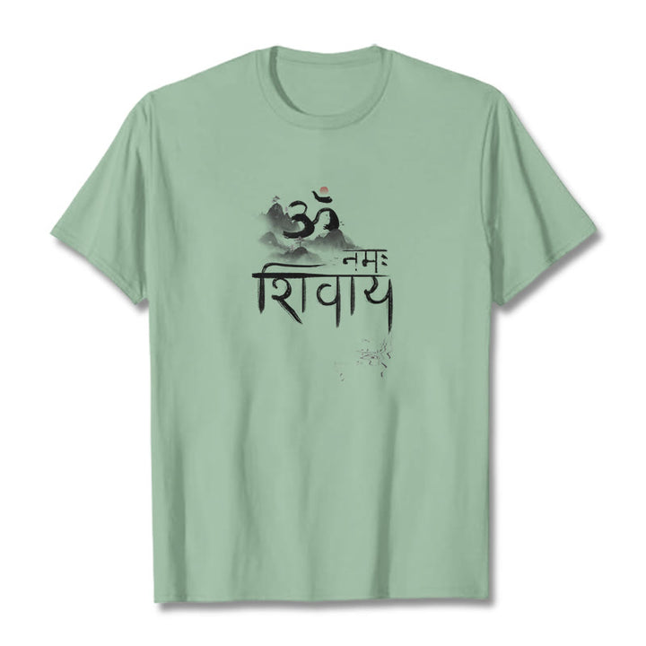 Buddha Stones OM NAMAH SHIVAYA Berg Baumwolle T-shirt - Blassgrün - 2XL - image 12