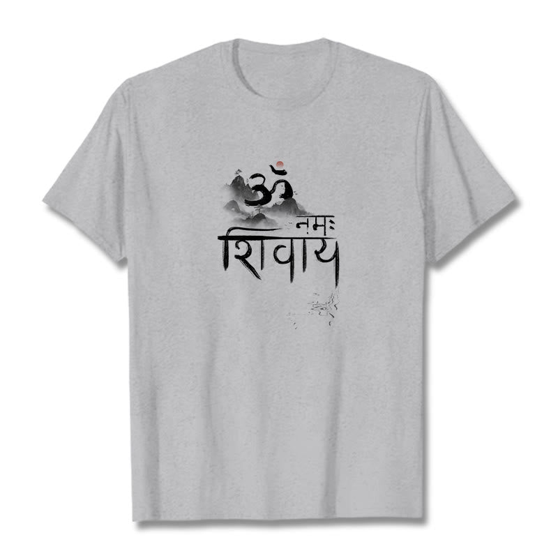 Buddha Stones OM NAMAH SHIVAYA Berg Baumwolle T-shirt - Hellgrau - 2XL - image 9