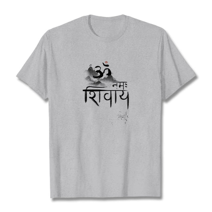 Buddha Stones OM NAMAH SHIVAYA Berg Baumwolle T-shirt - Hellgrau - 2XL - image 9