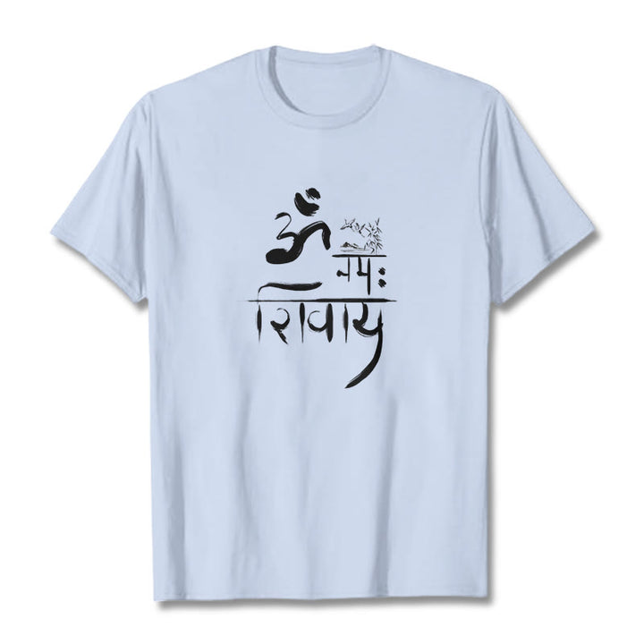 T-Shirt mit Buddha Stones, OM NAMAH SHIVAYA, Kranich, Bambus-Baumwolle - HellCyan - 2XL - image 15