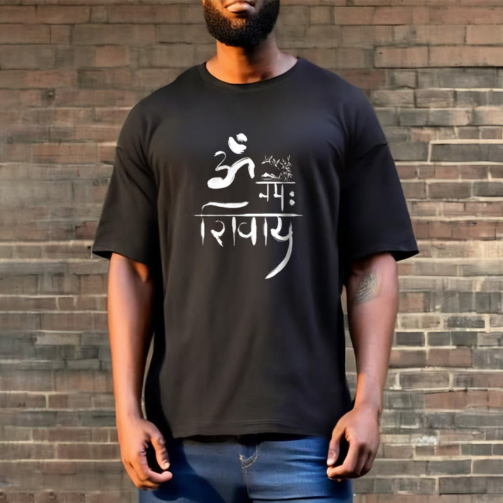 T-Shirt mit Buddha Stones, OM NAMAH SHIVAYA, Kranich, Bambus-Baumwolle - image 8