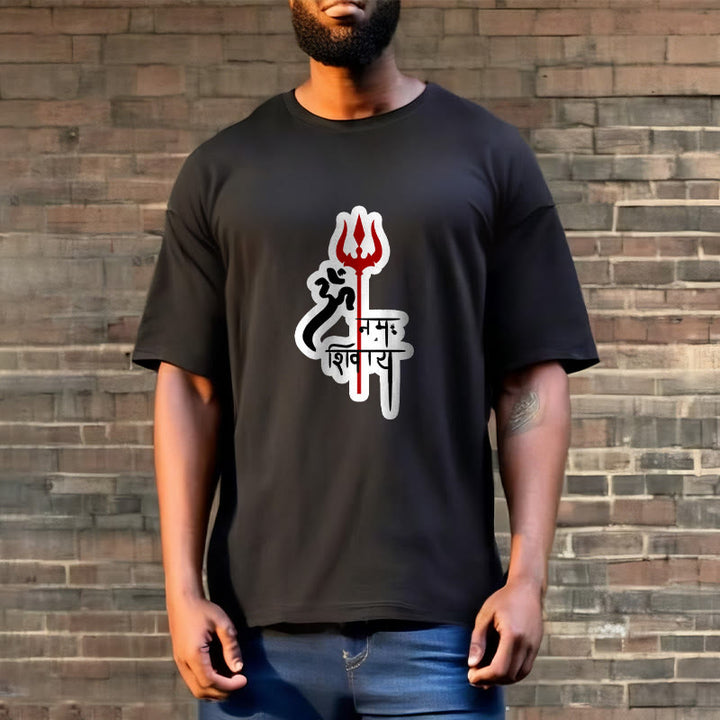 Buddha Stones OM NAMAH SHIVAYA Rot Dreizack Profil Baumwolle T-shirt - image 14