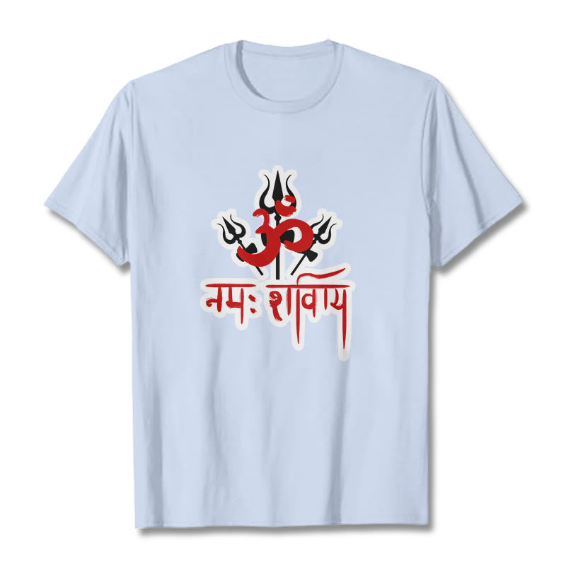 Buddha Stones OM NAMAH SHIVAYA Three Tridents Baumwoll-T-Shirt - HellCyan - 2XL - image 9