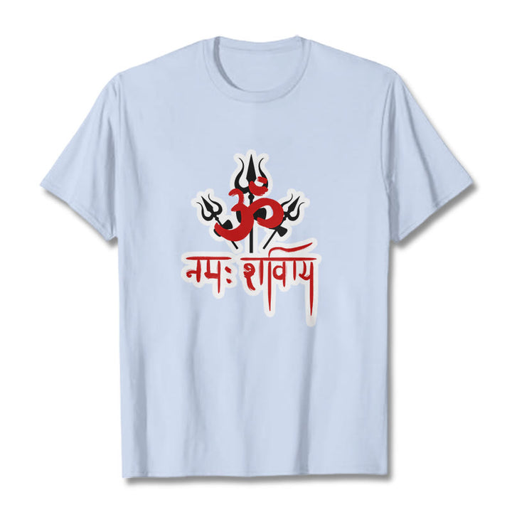 Buddha Stones OM NAMAH SHIVAYA Three Tridents Baumwoll-T-Shirt - HellCyan - 2XL - image 9