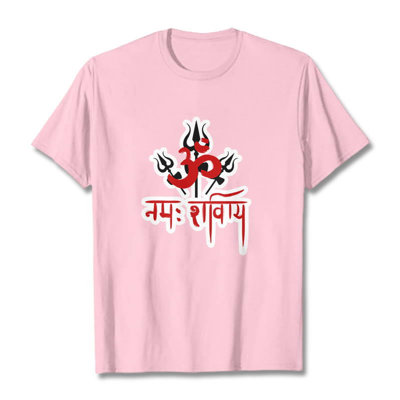 Buddha Stones OM NAMAH SHIVAYA Three Tridents Baumwoll-T-Shirt - Hellrosa - 2XL - image 10