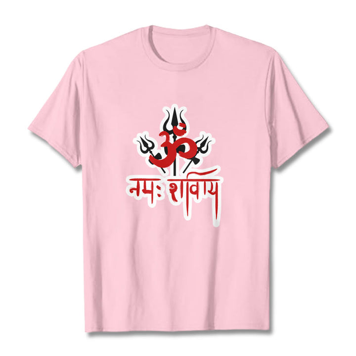 Buddha Stones OM NAMAH SHIVAYA Three Tridents Baumwoll-T-Shirt - Hellrosa - 2XL - image 10