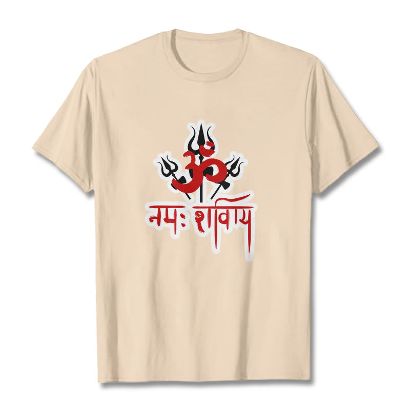 Buddha Stones OM NAMAH SHIVAYA Three Tridents Baumwoll-T-Shirt - Bisque - 2XL - image 12
