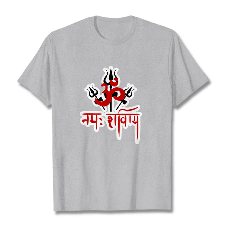 Buddha Stones OM NAMAH SHIVAYA Three Tridents Baumwoll-T-Shirt - Hellgrau - 2XL - image 20