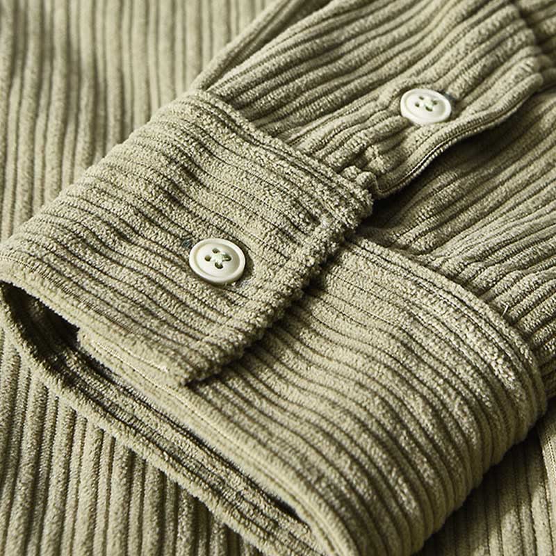 Buddha Stones Herren Langarm Umlegekragen mit Tasche Cord Bequemes Hemd - image 16