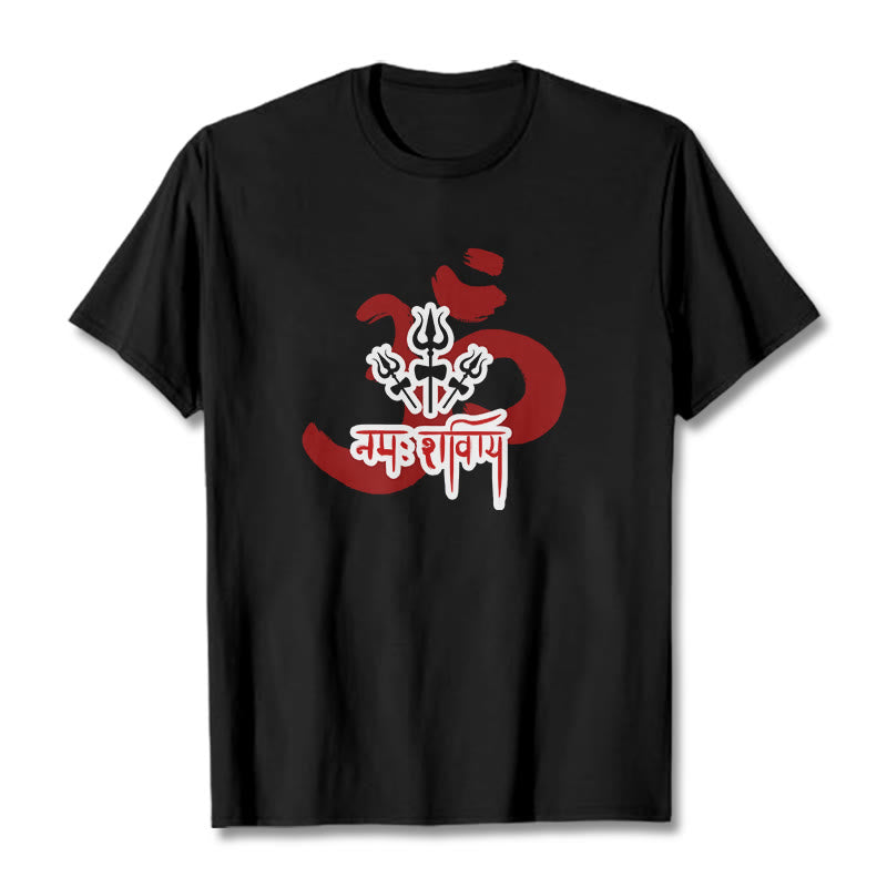 Buddha Stones OM NAMAH SHIVAYA Drei kleine Dreizacke Baumwolle T-Shirt - Schwarz - 2XL - image 13