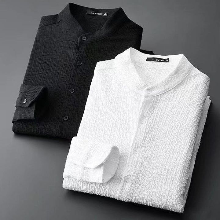 Buddha Stones Pure Color Langarmshirt Hosen Kleidung Herren Set - image 1