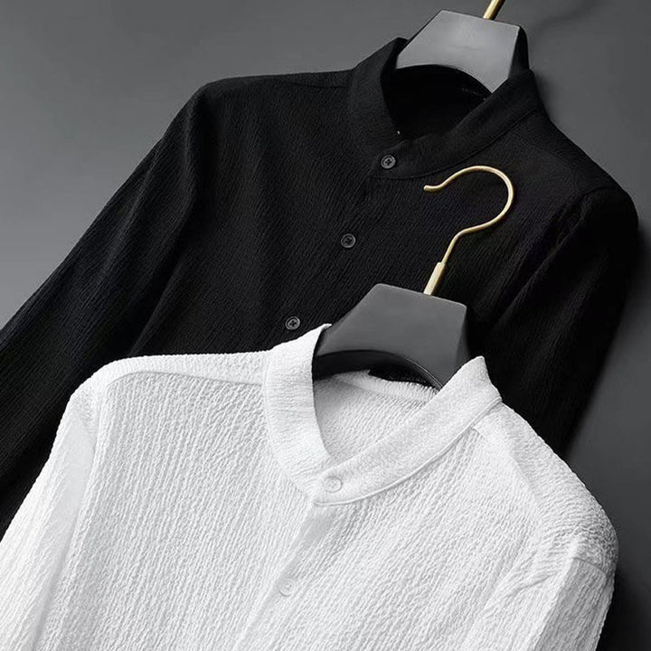 Buddha Stones Pure Color Langarmshirt Hosen Kleidung Herren Set - image 9