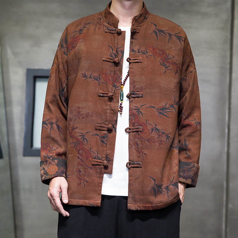 Buddha Stones Frosch-Knopf Chinesischer Tang Anzug Langes Hemd Baumwolle Männer Jacke Kleidung - image 19