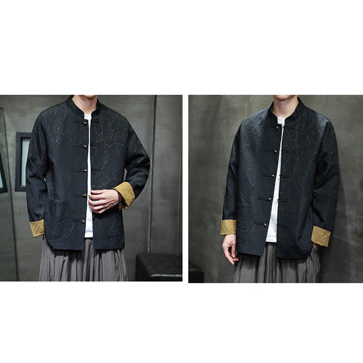 Buddha Stones Tang-Anzug, lässig, Froschknopf, langärmelig, Nylon, Herrenjacke, Hemd, Kleidung - image 8