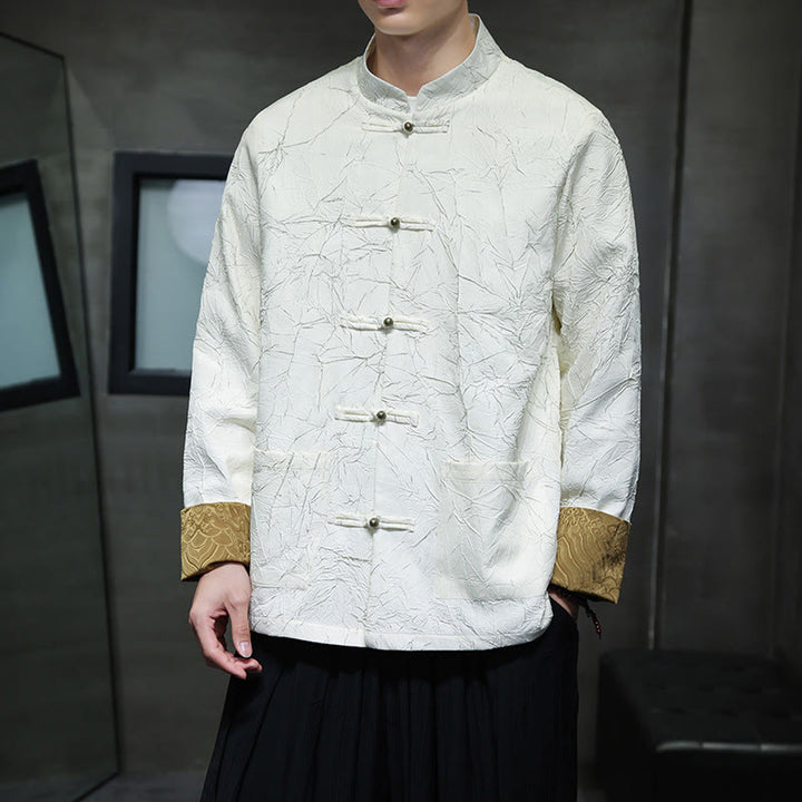 Buddha Stones Tang-Anzug, lässig, Froschknopf, langärmelig, Nylon, Herrenjacke, Hemd, Kleidung - image 13