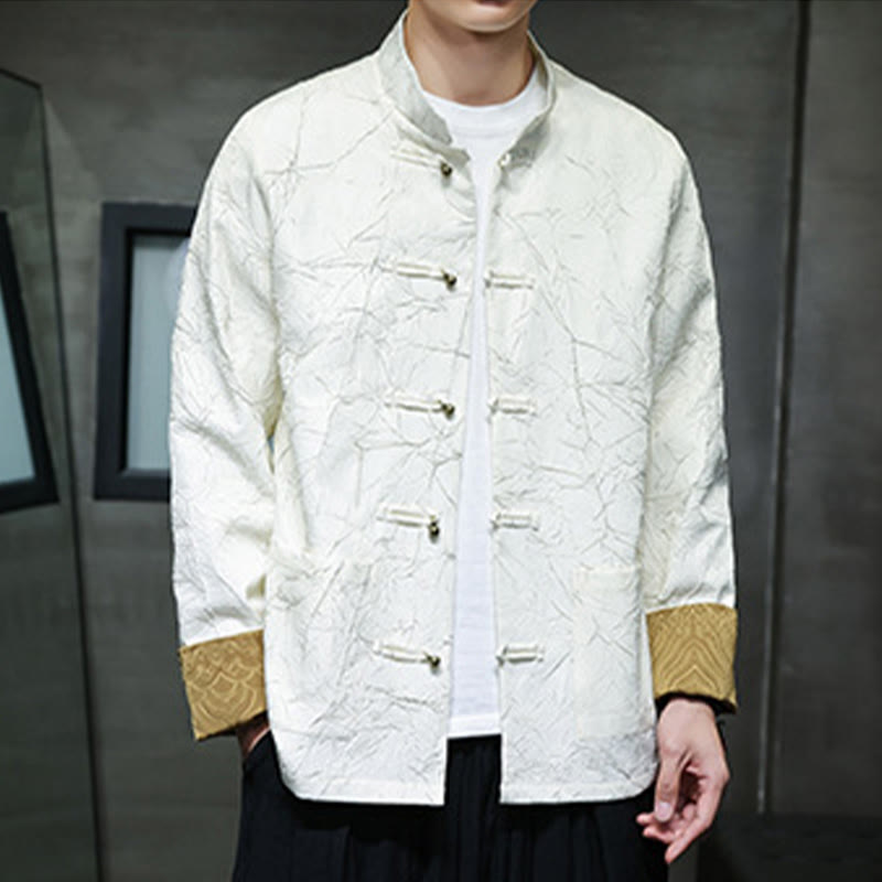 Buddha Stones Tang-Anzug, lässig, Froschknopf, langärmelig, Nylon, Herrenjacke, Hemd, Kleidung - Weiß - US/ UK/AU46,EU56 (5XL) - image 9