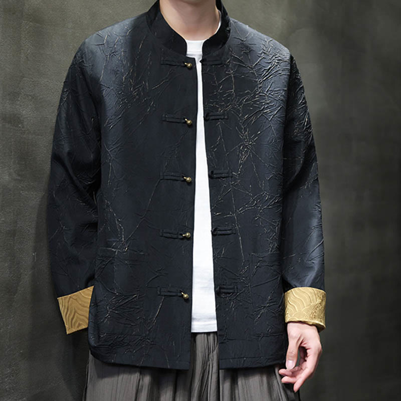 Buddha Stones Tang-Anzug, lässig, Froschknopf, langärmelig, Nylon, Herrenjacke, Hemd, Kleidung - image 7