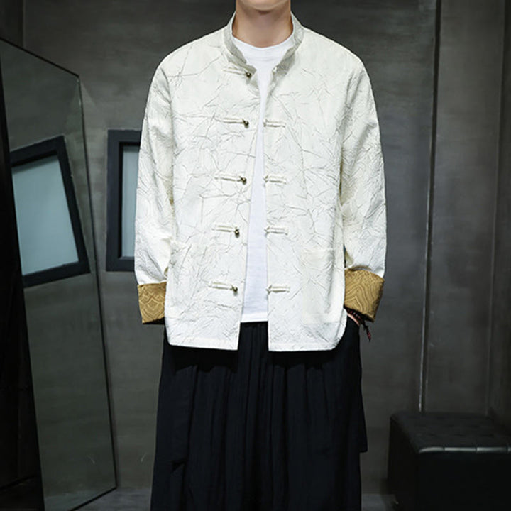 Buddha Stones Tang-Anzug, lässig, Froschknopf, langärmelig, Nylon, Herrenjacke, Hemd, Kleidung - image 10