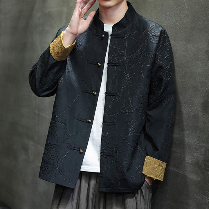 Buddha Stones Tang-Anzug, lässig, Froschknopf, langärmelig, Nylon, Herrenjacke, Hemd, Kleidung - image 6