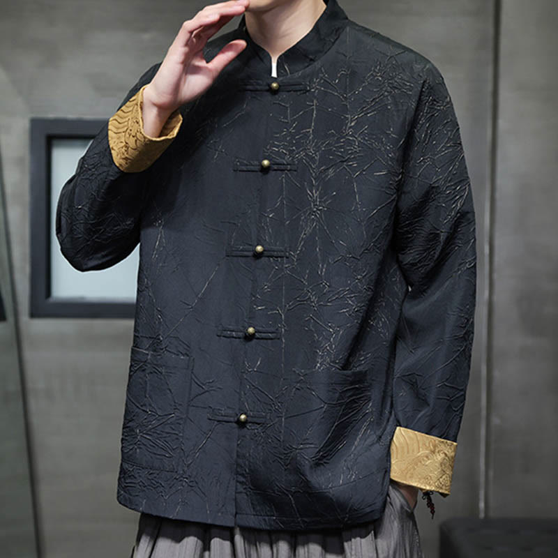 Buddha Stones Tang-Anzug, lässig, Froschknopf, langärmelig, Nylon, Herrenjacke, Hemd, Kleidung - image 4