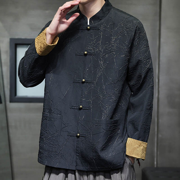 Buddha Stones Tang-Anzug, lässig, Froschknopf, langärmelig, Nylon, Herrenjacke, Hemd, Kleidung - image 4