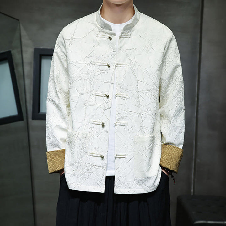 Buddha Stones Tang-Anzug, lässig, Froschknopf, langärmelig, Nylon, Herrenjacke, Hemd, Kleidung - image 14