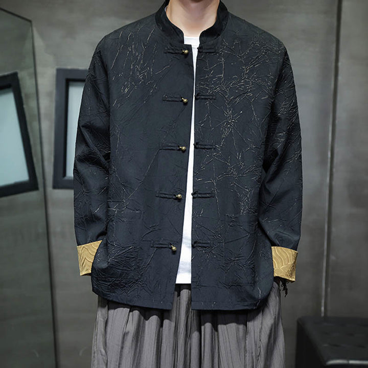 Buddha Stones Tang-Anzug, lässig, Froschknopf, langärmelig, Nylon, Herrenjacke, Hemd, Kleidung - image 2