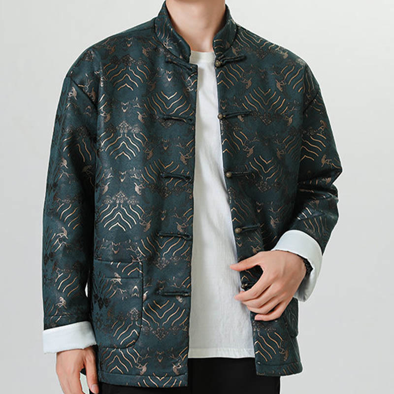 Buddha Stones, Kupfer, Frosch-Knopf, chinesischer Tang-Anzug, Wellenform, langes Hemd, Herrenjacke, Kleidung - image 15