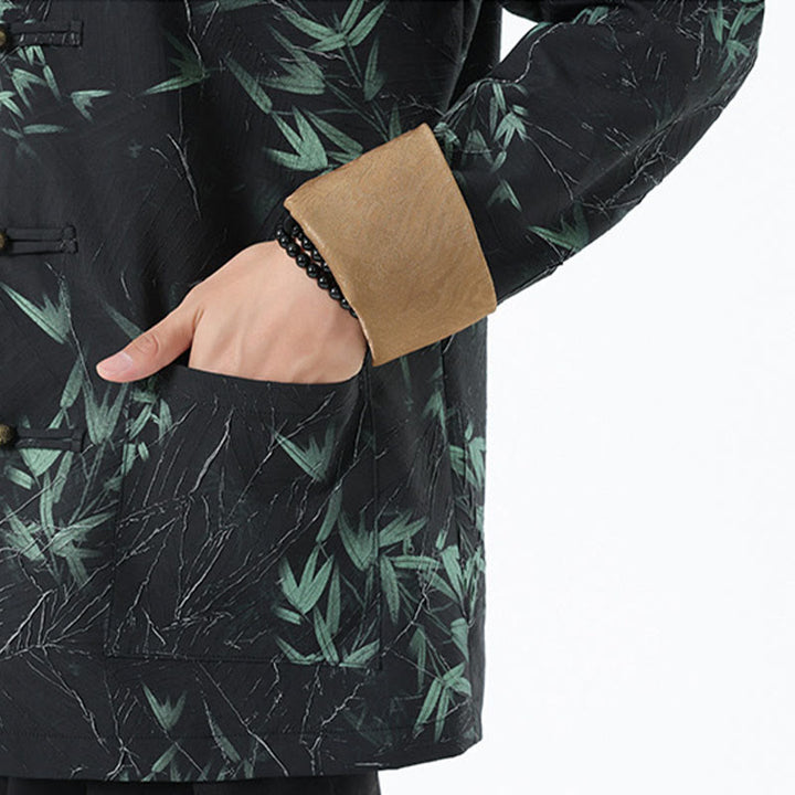 Buddha Stones Printing Bambus Casual Frosch-Knopf Spandex Herren Jacke Hemd Kleidung - image 11