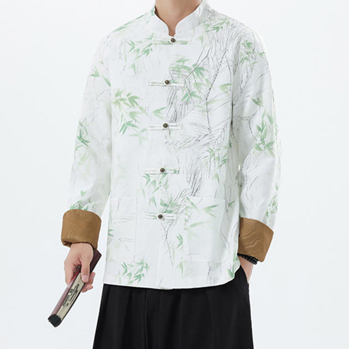 Buddha Stones Printing Bambus Casual Frosch-Knopf Spandex Herren Jacke Hemd Kleidung - image 17