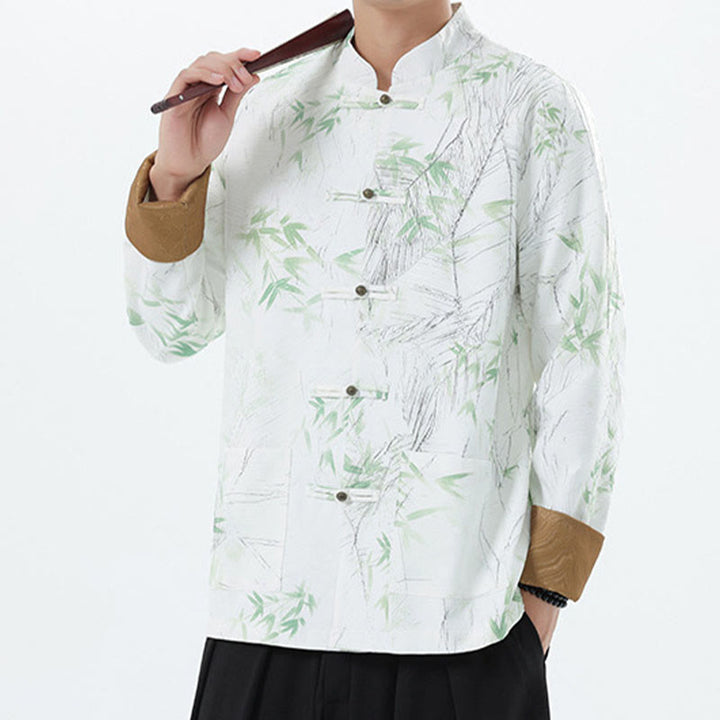 Buddha Stones Printing Bambus Casual Frosch-Knopf Spandex Herren Jacke Hemd Kleidung - image 18