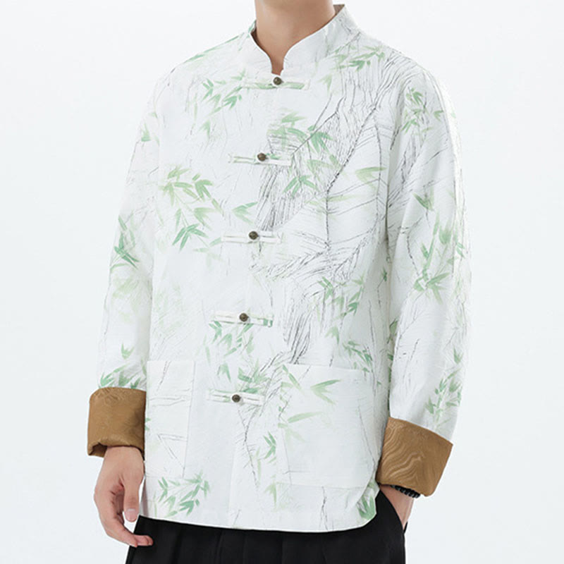 Buddha Stones Printing Bambus Casual Frosch-Knopf Spandex Herren Jacke Hemd Kleidung - image 21