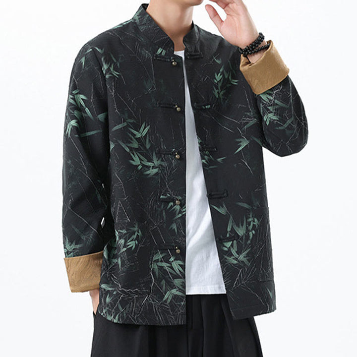 Buddha Stones Printing Bambus Casual Frosch-Knopf Spandex Herren Jacke Hemd Kleidung - image 4