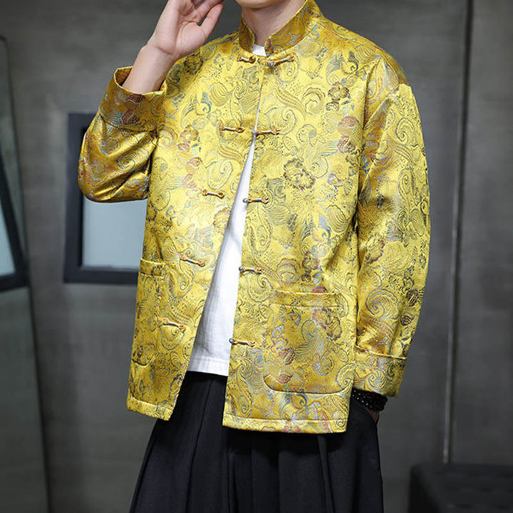 Buddha Stones, Frosch-Knopf, chinesischer Tang-Anzug, Stehkragen, langes Hemd, Herrenjacke, Kleidung - image 19