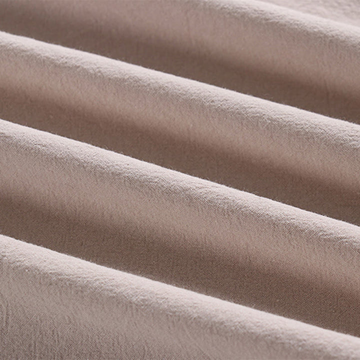 Buddha Stones Lockeres Herren-T-Shirt Einfarbiges Oberteil Kurzarm V-Kragen Atmungsaktives Leinenhemd - image 9