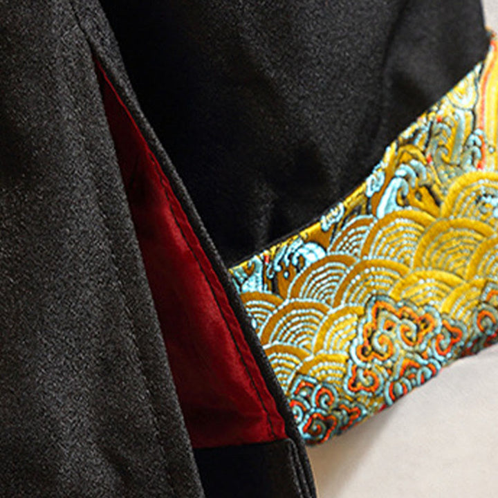 Buddha Stones, Stickerei, Drache, Phönix, lässig, Frosch-Knopf, Baumwolle, Herrenjacke, Hemd, Kleidung - image 13