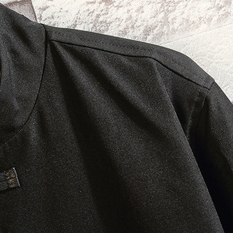 Buddha Stones, Stickerei, Drache, Phönix, lässig, Frosch-Knopf, Baumwolle, Herrenjacke, Hemd, Kleidung - image 5