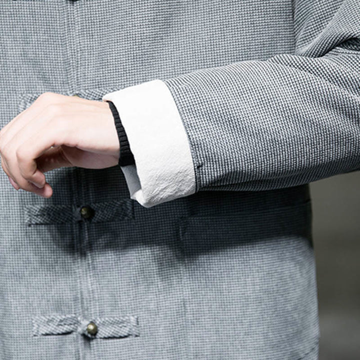 Buddha Stones Einfarbig Frosch-Knopf Baumwolle Herren Jacke Hemd Kleidung - image 24