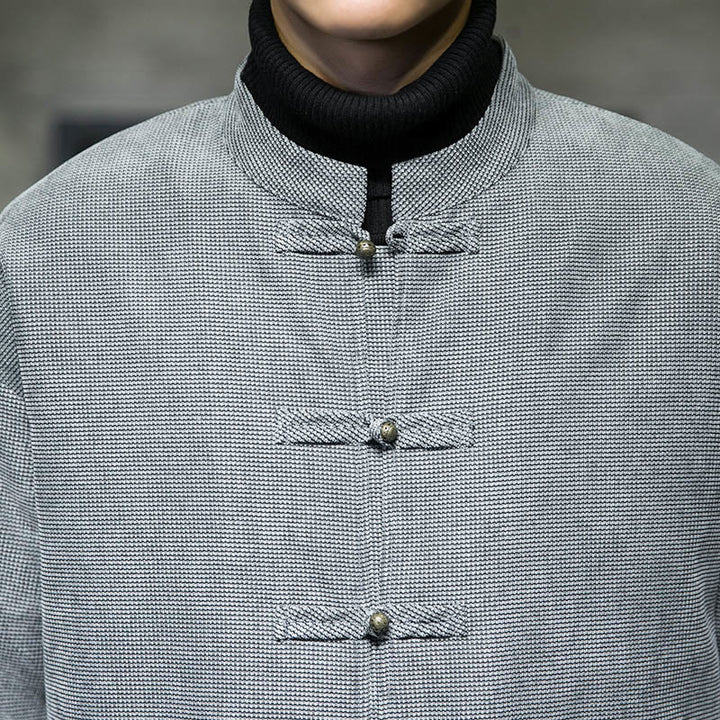 Buddha Stones Einfarbig Frosch-Knopf Baumwolle Herren Jacke Hemd Kleidung - image 26