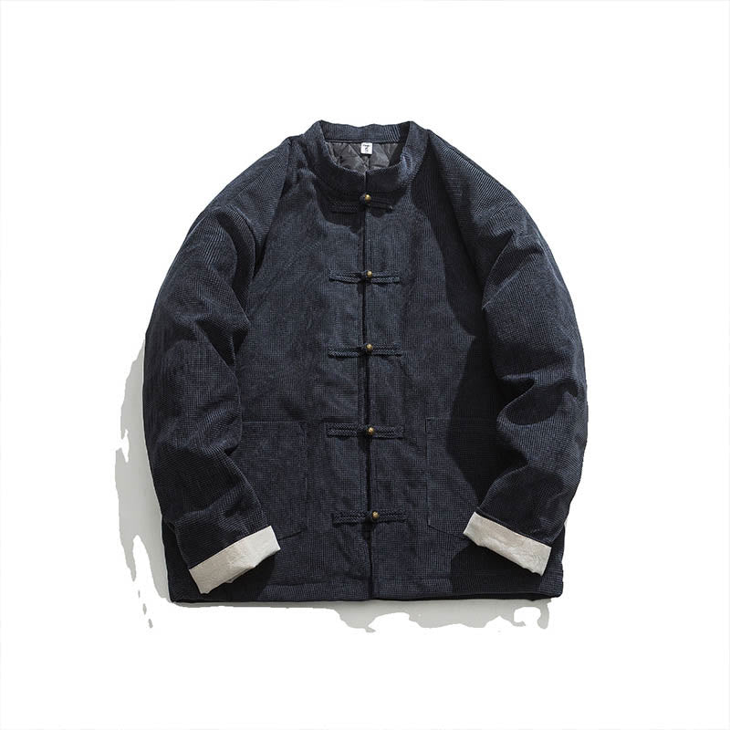 Buddha Stones Einfarbig Frosch-Knopf Baumwolle Herren Jacke Hemd Kleidung - image 8