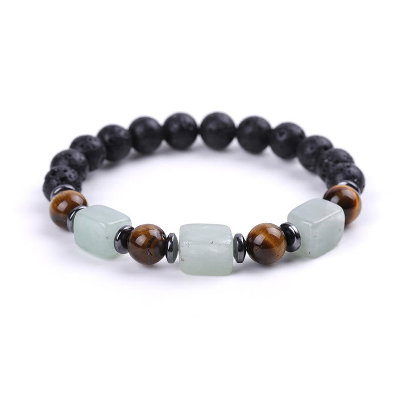 Buddha Stones, verschiedene Kristalle, Lavastein, Ruhe-Armband